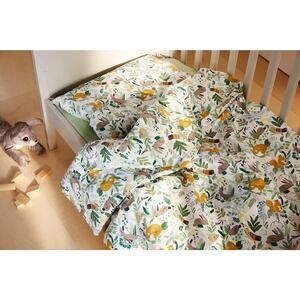 Ikea TROLLDOM Forest Animals Woodland Crib Quilt Cover and Pillowcase Set EUC